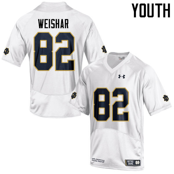 Youth #82 Nic Weishar Notre Dame Fighting Irish College Football Jerseys-White - Click Image to Close